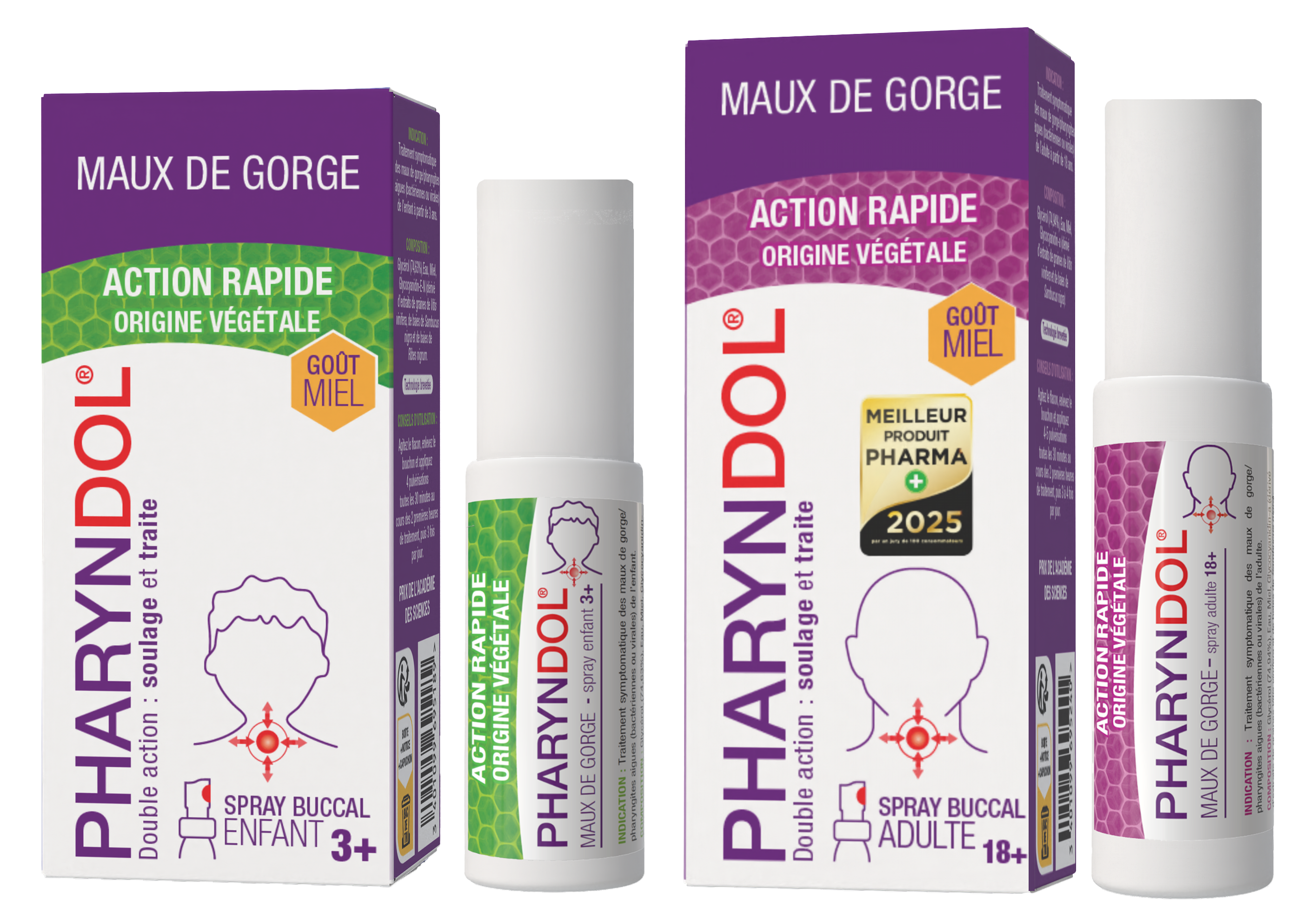 Packaging Boite + Flacon Côté Pharyndol Adulte + Enfant sans ombre 2025